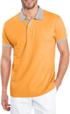 FastColors Solid Men Polo Neck Yellow T-Shirt