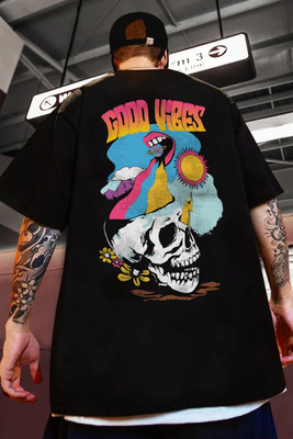 sova legacy Printed Men Round Neck Black T-Shirt