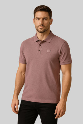 GO BIRDY Solid Men Polo Neck Purple T-Shirt