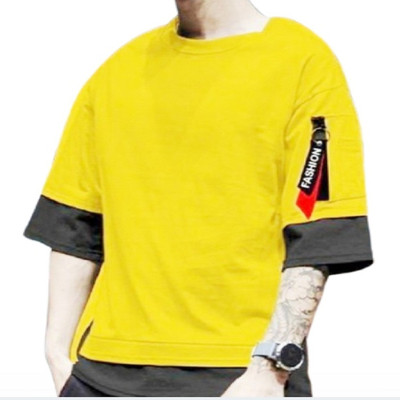SAHAL FASHION Printed Men Round Neck Yellow T-Shirt