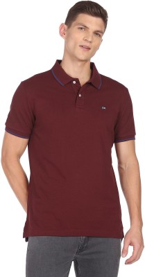 ARROW Solid Men Polo Neck Red T-Shirt