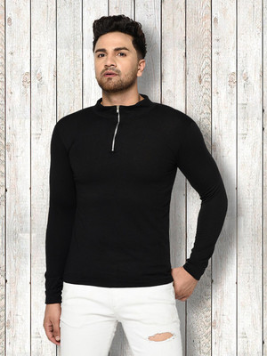 RIGO Solid Men Round Neck Black T-Shirt