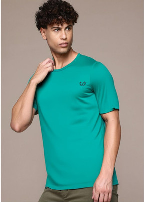 MACK JONNEY Solid Men Round Neck Blue T-Shirt