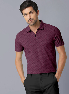 BEELEE TYPS Checkered Men Polo Neck Maroon T-Shirt
