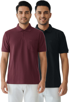 Force NXT Solid Men Polo Neck Multicolor T-Shirt