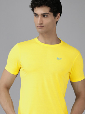 BEAT LONDON by Pepe Jeans Solid Men Crew Neck Yellow T-Shirt