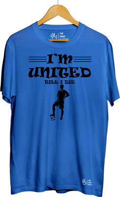 THE PRINT PLATTER Graphic Print Men Round Neck Light Blue T-Shirt