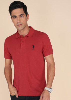 U.S. POLO ASSN. Solid Men Polo Neck Red T-Shirt
