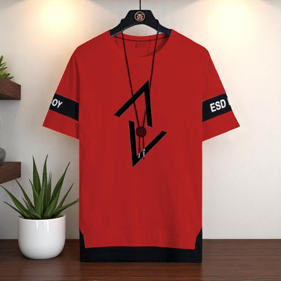 Autna Abstract Men Round Neck Red T-Shirt