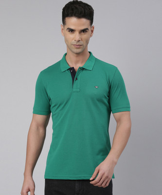 METRONAUT Solid Men Polo Neck Green T-Shirt