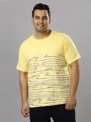 XMEX Printed Men Round Neck Yellow T-Shirt