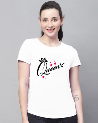 VAMIKAFASHIONES Printed Women Round Neck White T-Shirt