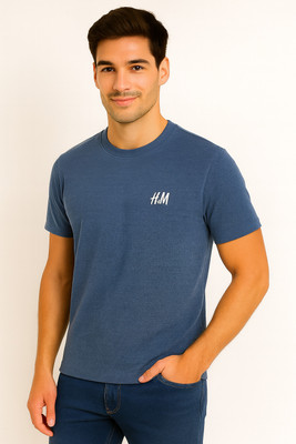Xiyara Solid Men Polo Neck Blue T-Shirt
