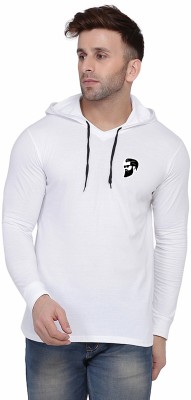 BEYOU FASHION Solid Men Hooded Neck White T-Shirt