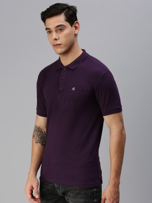 ONN Solid Men Polo Neck Purple T-Shirt