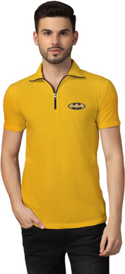 Lawful Casual Printed Men Polo Neck Yellow T-Shirt