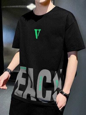 PINCH ELEVEN Printed Men Round Neck Black T-Shirt