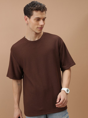 HIGHLANDER Printed Men Round Neck Brown T-Shirt