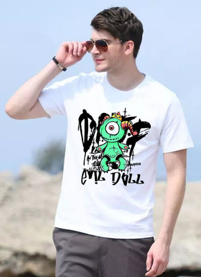 Aditi Fashion Printed, Typography Men Round Neck White T-Shirt