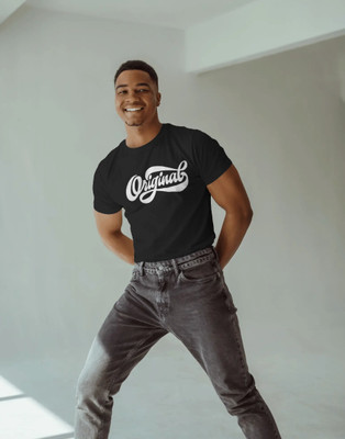 Mystiquecom Printed, Typography Men Round Neck Black T-Shirt