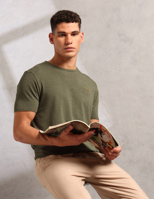 U.S. POLO ASSN. Solid Men Crew Neck Green T-Shirt