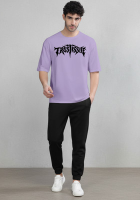Clever Fox Graphic Print Men Round Neck Purple T-Shirt