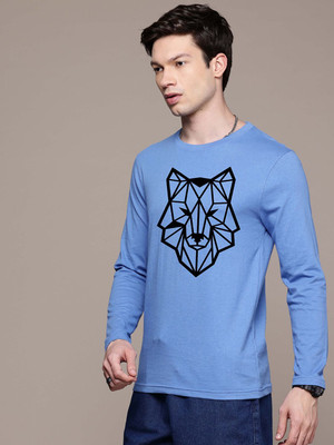 Moda Rapido Graphic Print Men Round Neck Blue T-Shirt