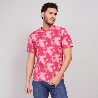 WILD CAMO Abstract Men Round Neck Pink T-Shirt