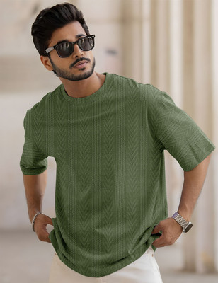 Force Solid Men Round Neck Green T-Shirt