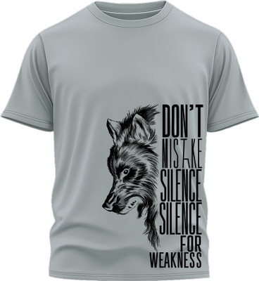 Jazira Graphic Print Men Round Neck Grey T-Shirt