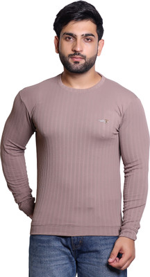 TREADMEN Solid Men Round Neck Brown T-Shirt