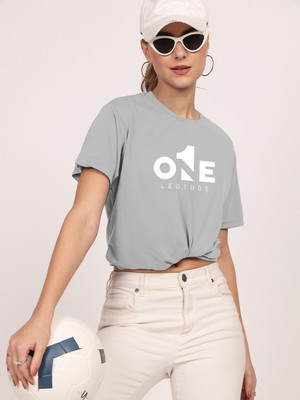 Leotude Printed Women Round Neck Grey T-Shirt