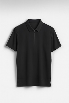 Rollingood Solid Men Cowl Neck Black T-Shirt