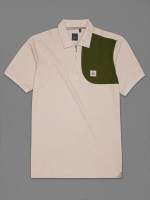 french crown Colorblock Men Polo Neck Beige T-Shirt