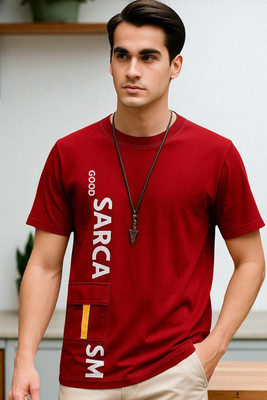 FAOES Printed Men Round Neck Red T-Shirt