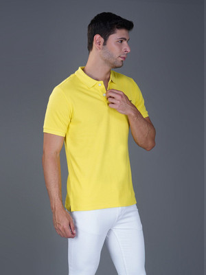 Zvezda Solid Men Polo Neck Yellow T-Shirt