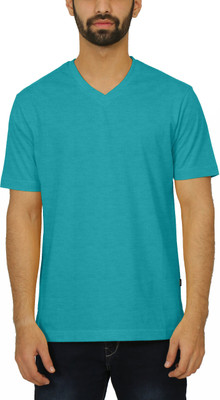 CELSIUS Solid Men V Neck Blue T-Shirt