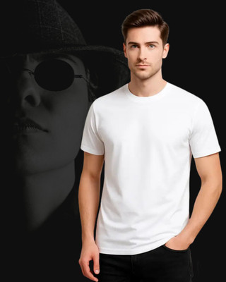 ZULX Solid Men Round Neck White T-Shirt