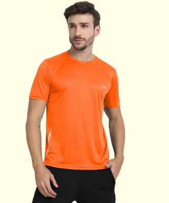 FTX Solid Men Round Neck Orange T-Shirt