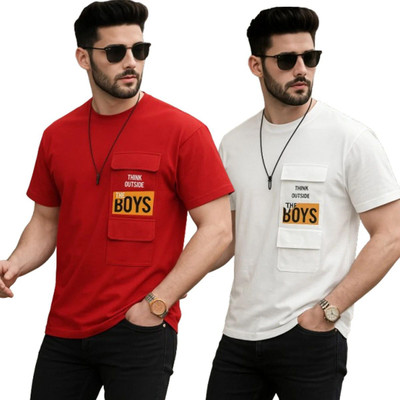 COPEHHI Printed Men Round Neck Red, White T-Shirt