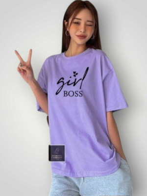 HouseOfCommon Printed Women Round Neck Purple T-Shirt