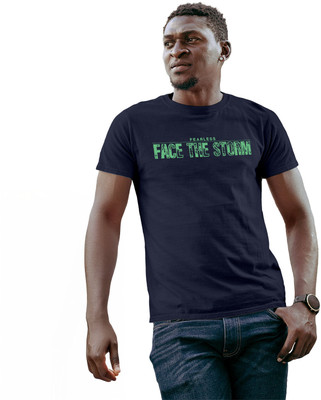 Fighterhero Printed Men Round Neck Navy Blue T-Shirt