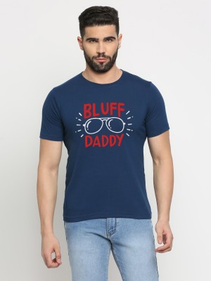 Mod Ecru Printed, Typography Men Round Neck Blue T-Shirt