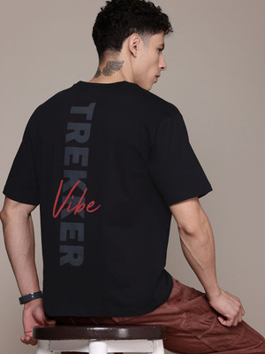 Roadster Printed Men Round Neck Black T-Shirt