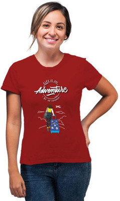SmarTee Street Printed Women Round Neck Red T-Shirt
