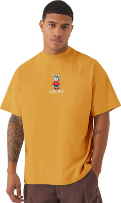 PATOIS Printed Men Round Neck Yellow T-Shirt