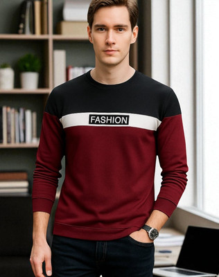 FAOES Printed Men Round Neck Maroon T-Shirt