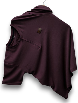 Nat Jastica Solid Men Round Neck Purple T-Shirt