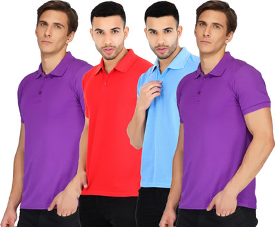 KEOTI Solid Men Polo Neck Multicolor T-Shirt