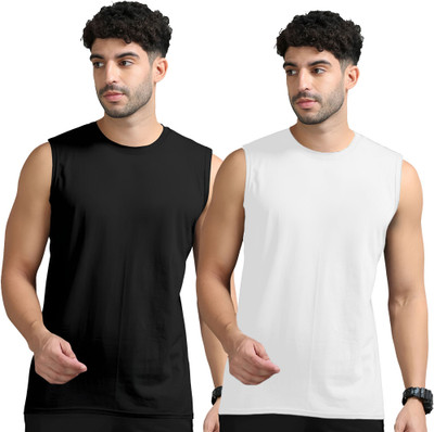 JB Jangoboy Solid Men Round Neck Black, White T-Shirt